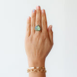 Large Pear-Cut Blue-Green Tourmaline Ring with Diamonds