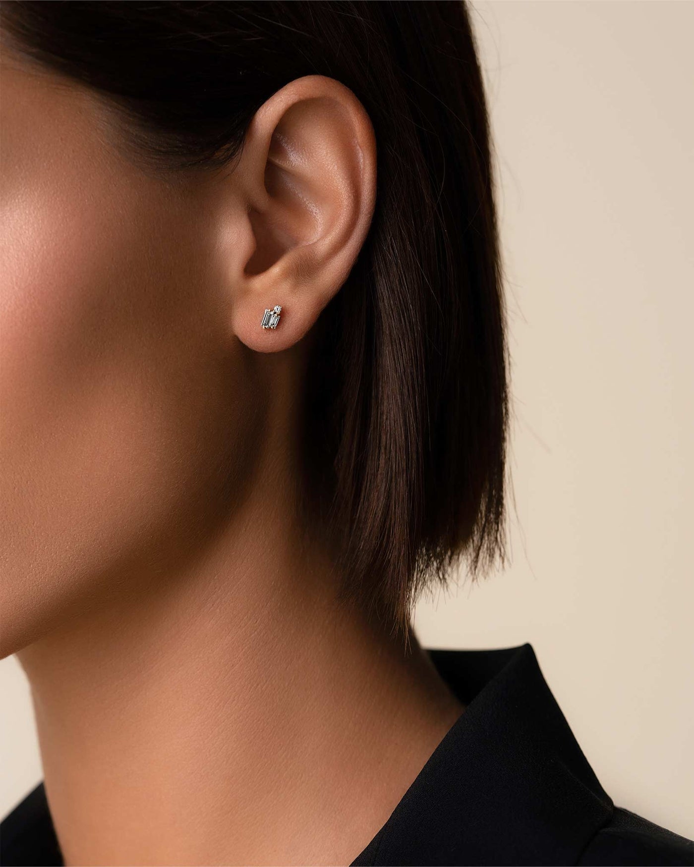 Suzanne Kalan | 18k Layered White Diamond Stud Earrings