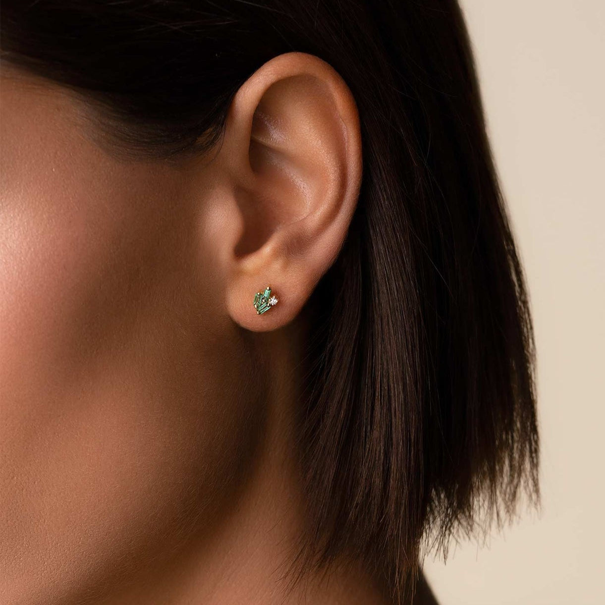 Bold Cluster Emerald Stud Earrings