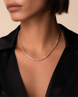 Suzanne Kalan | 18k Linear Half Diamond Tennis Necklace