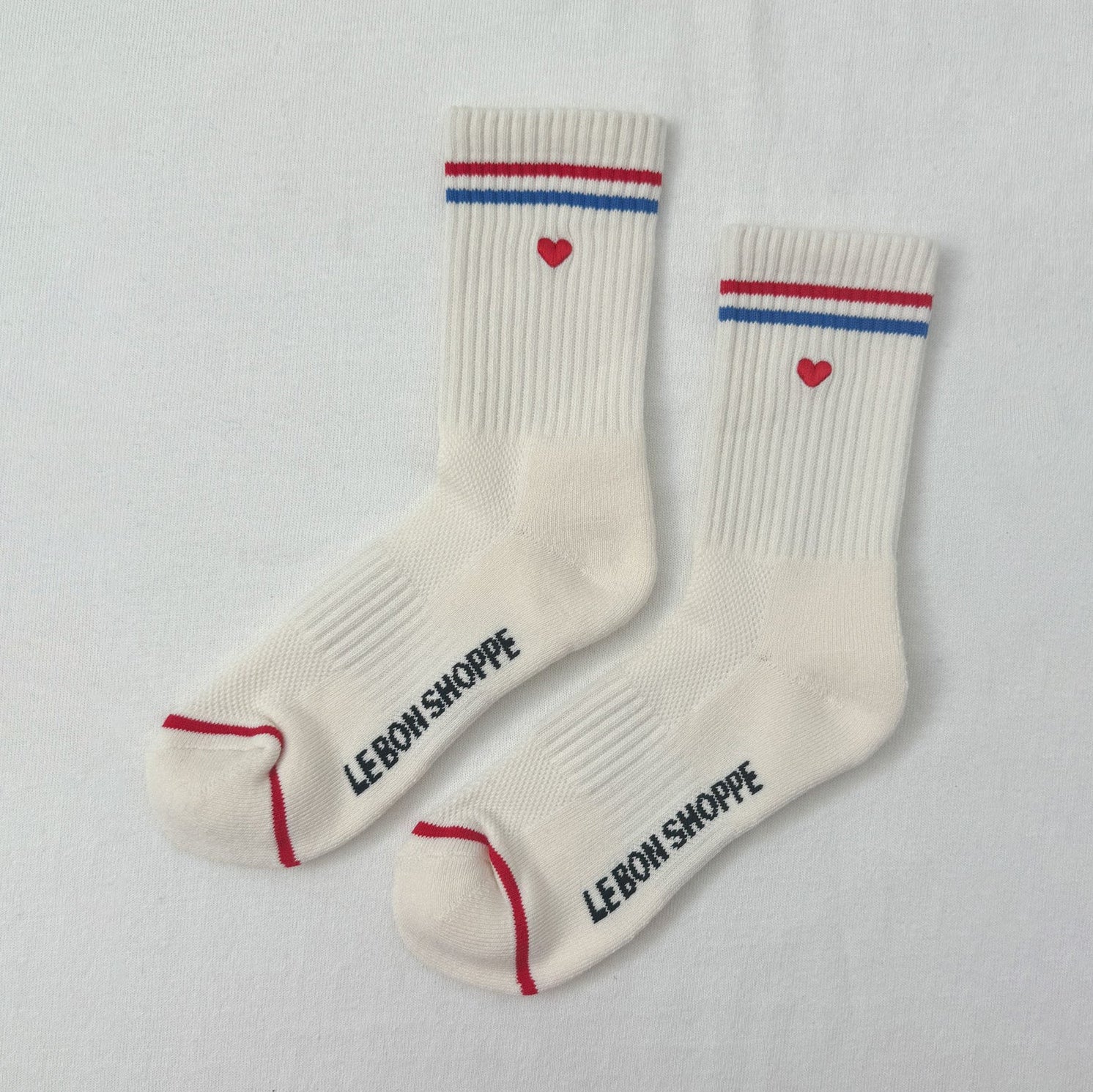 Embroidered Boyfriend Socks, Milk + Heart