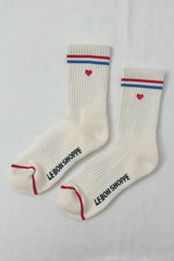 Embroidered Boyfriend Socks, Milk + Heart