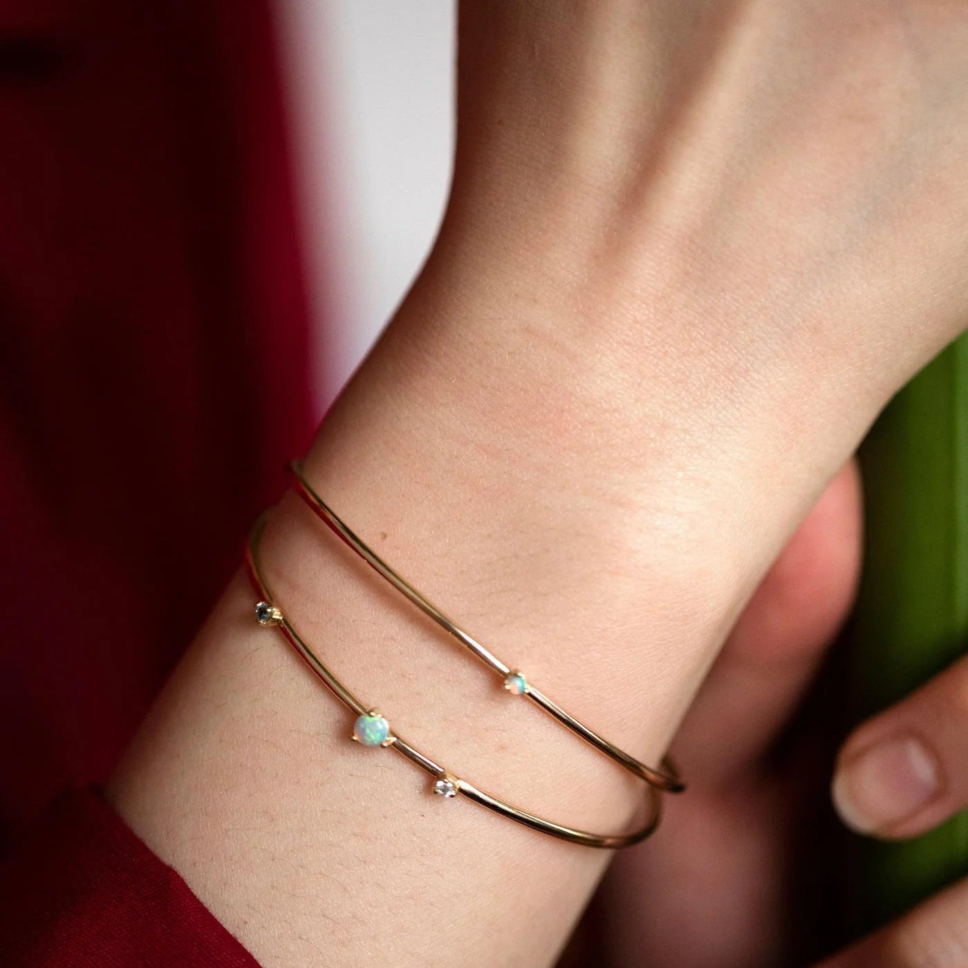 Opal Three-Stone Cuff Bracelet