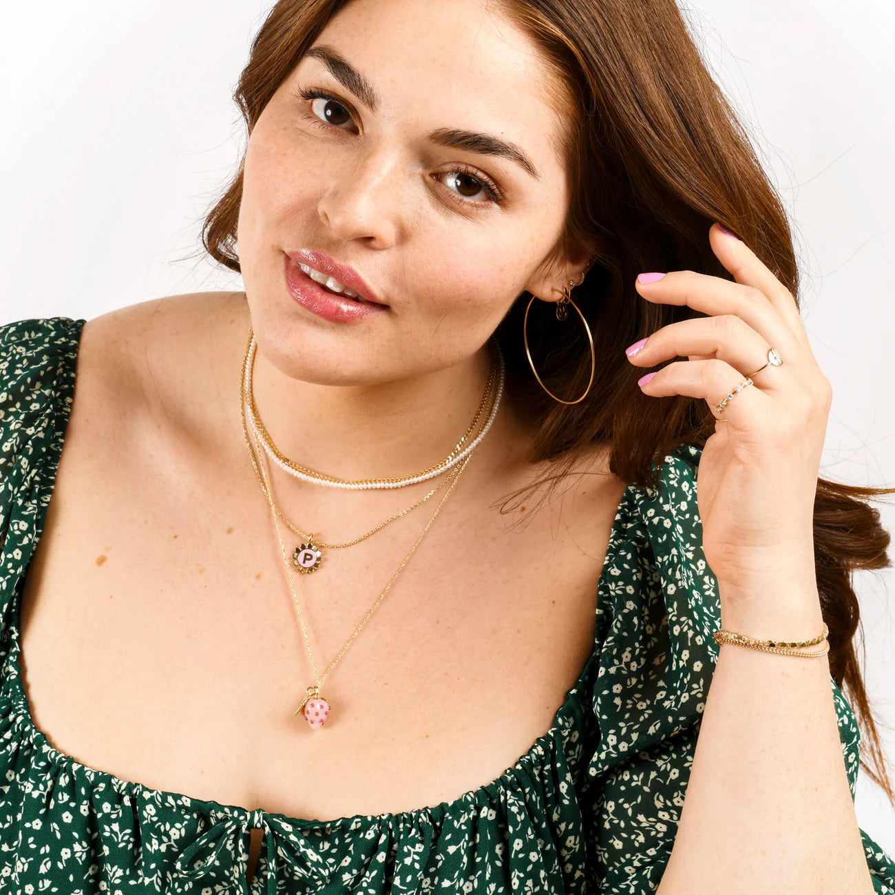 Pink Opal and Garnet Strawberry Necklace