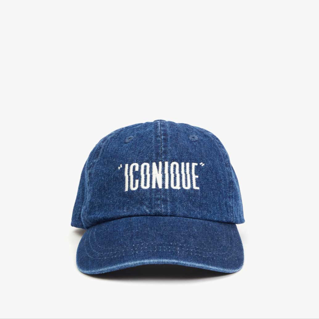 Denim Baseball Hat, Embroidered Iconique
