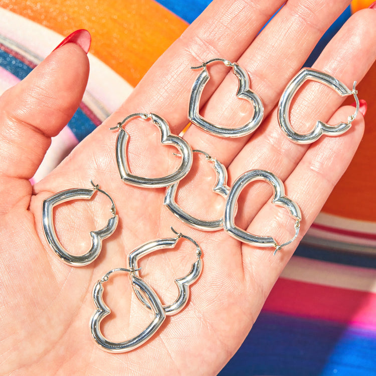 Sterling Heart Helium Hoops