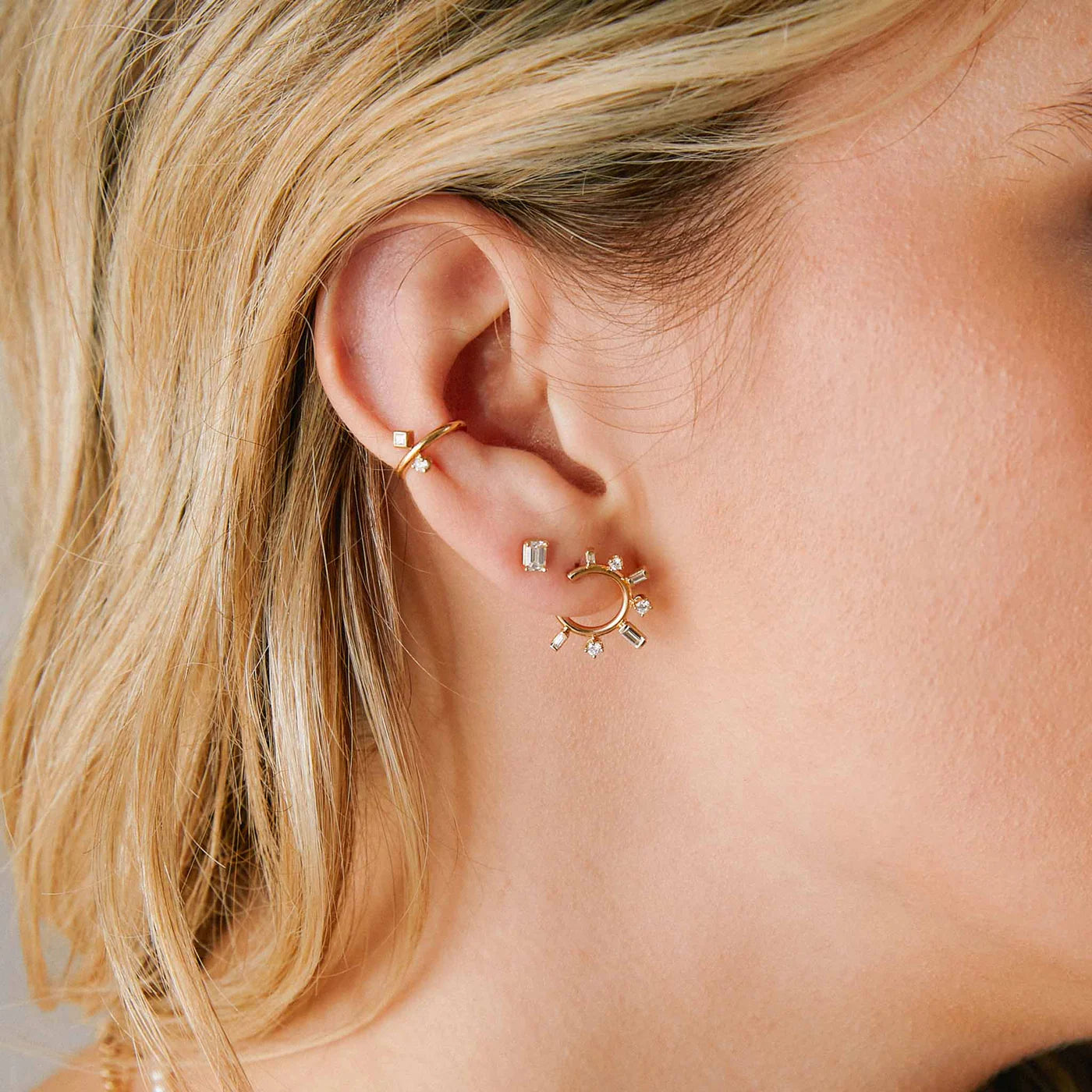 Zoe Chicco | Prong Set Emerald Cut Diamond Stud Earrings