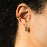 Zoe Chicco | Chubby Hoops with Bezel Set Marquise Emeralds