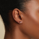 Pink Sapphire and Ruby Cluster Stud Earrings
