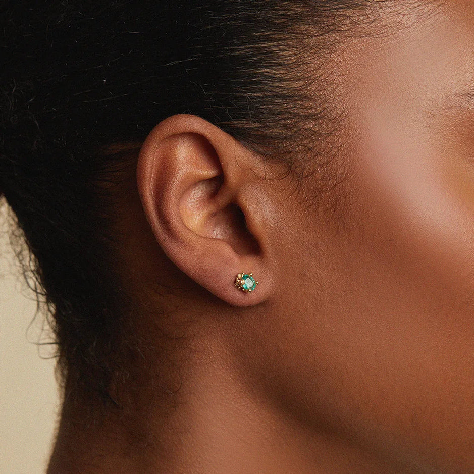 Emerald and Diamond Encrusted Stud Earrings