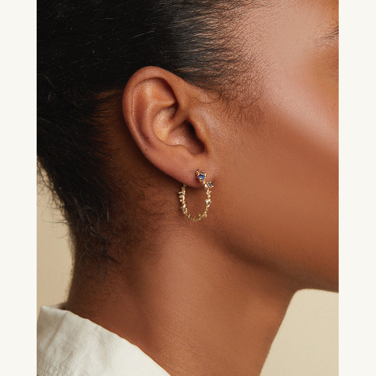 Large Sapphire Twist Hoops with Barnacles