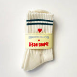 Embroidered Boyfriend Socks, Parchment + Heart