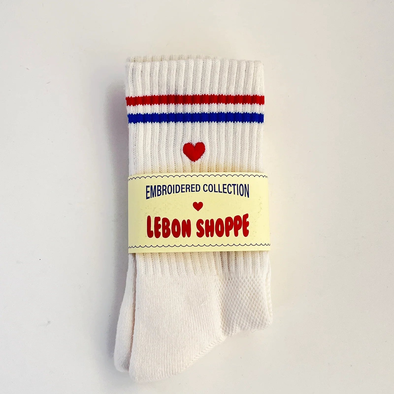 Embroidered Boyfriend Socks, Milk + Heart