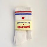 Embroidered Boyfriend Socks, Milk + Heart