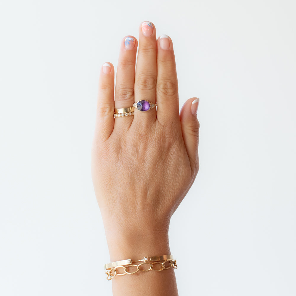 Royal Amethyst Ring with Salt and Pepper Diamonds