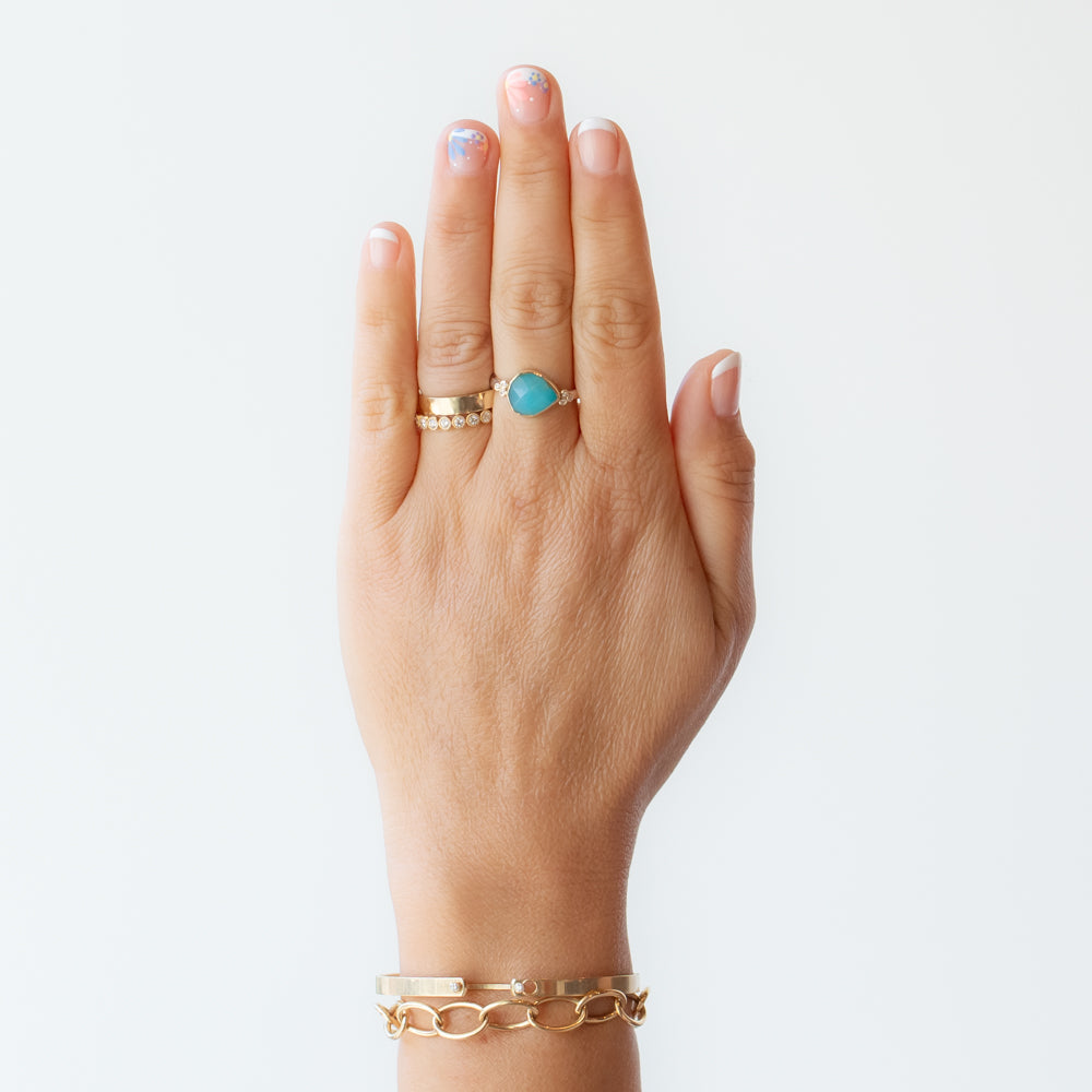 Peruvian Opal Ring with Diamond Clusters