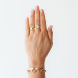 Prehnite Ring with Gold Beads