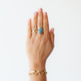 Prince Egyptian Turquoise Ring with Black Diamonds