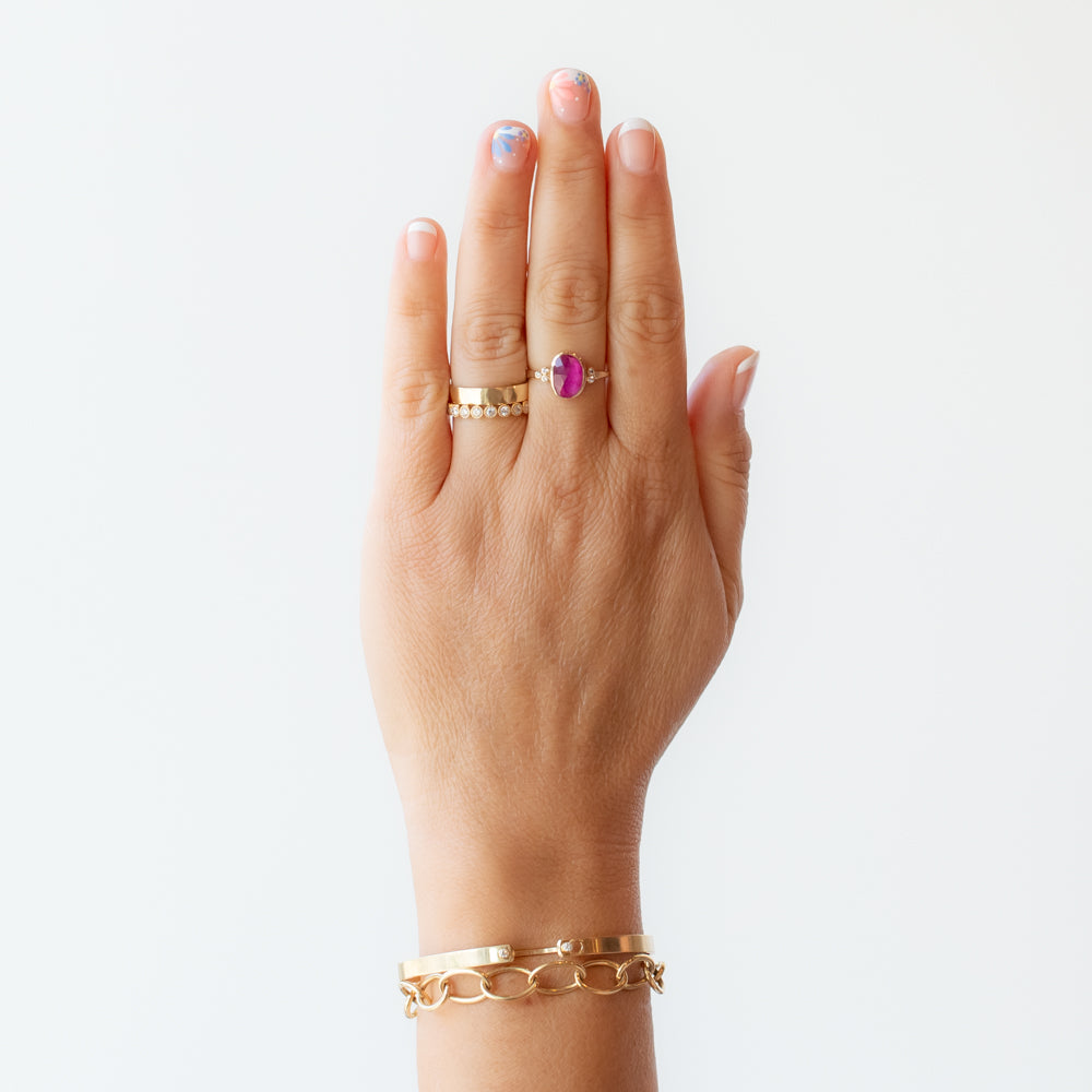 Ruby Ring with Diamond Clusters