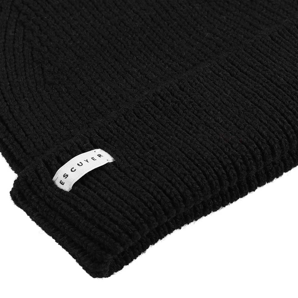Ribbed Merino Beanie, Black