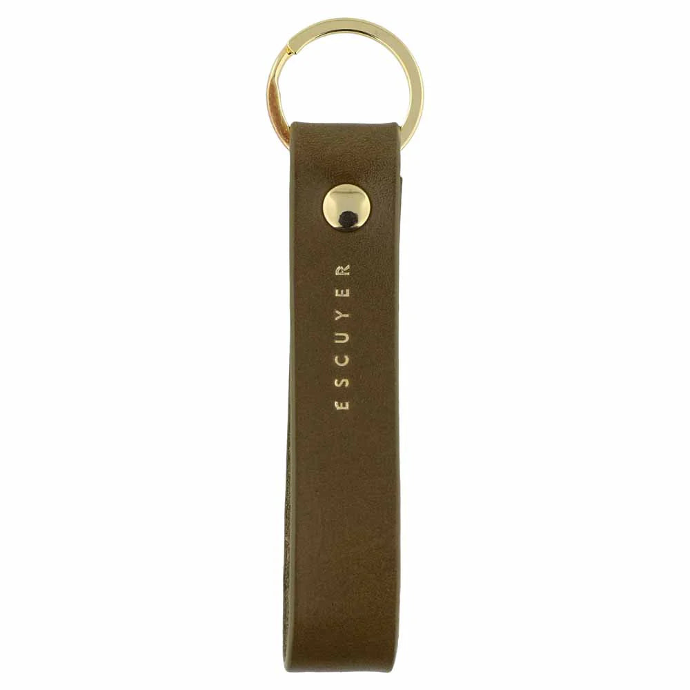 Leather Keychain, Khaki