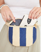 Fanny Pack, Indigo and Cream Woven Racing Stripes