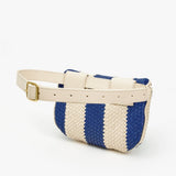 Fanny Pack, Indigo and Cream Woven Racing Stripes