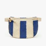 Fanny Pack, Indigo and Cream Woven Racing Stripes