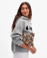 Le Boxy Hoodie, Grey Melange Flocked Blasé