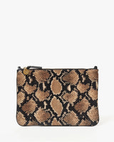 Flat Clutch with Tabs, Tan Desert Snake