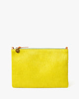Flat Clutch with Tabs, Hair-On Citron