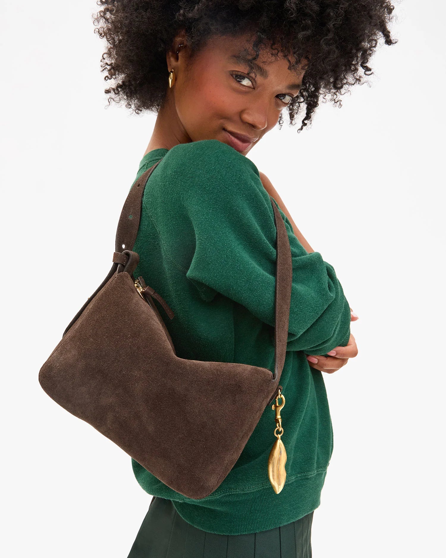 Fleurine Bag, Chocolate Suede