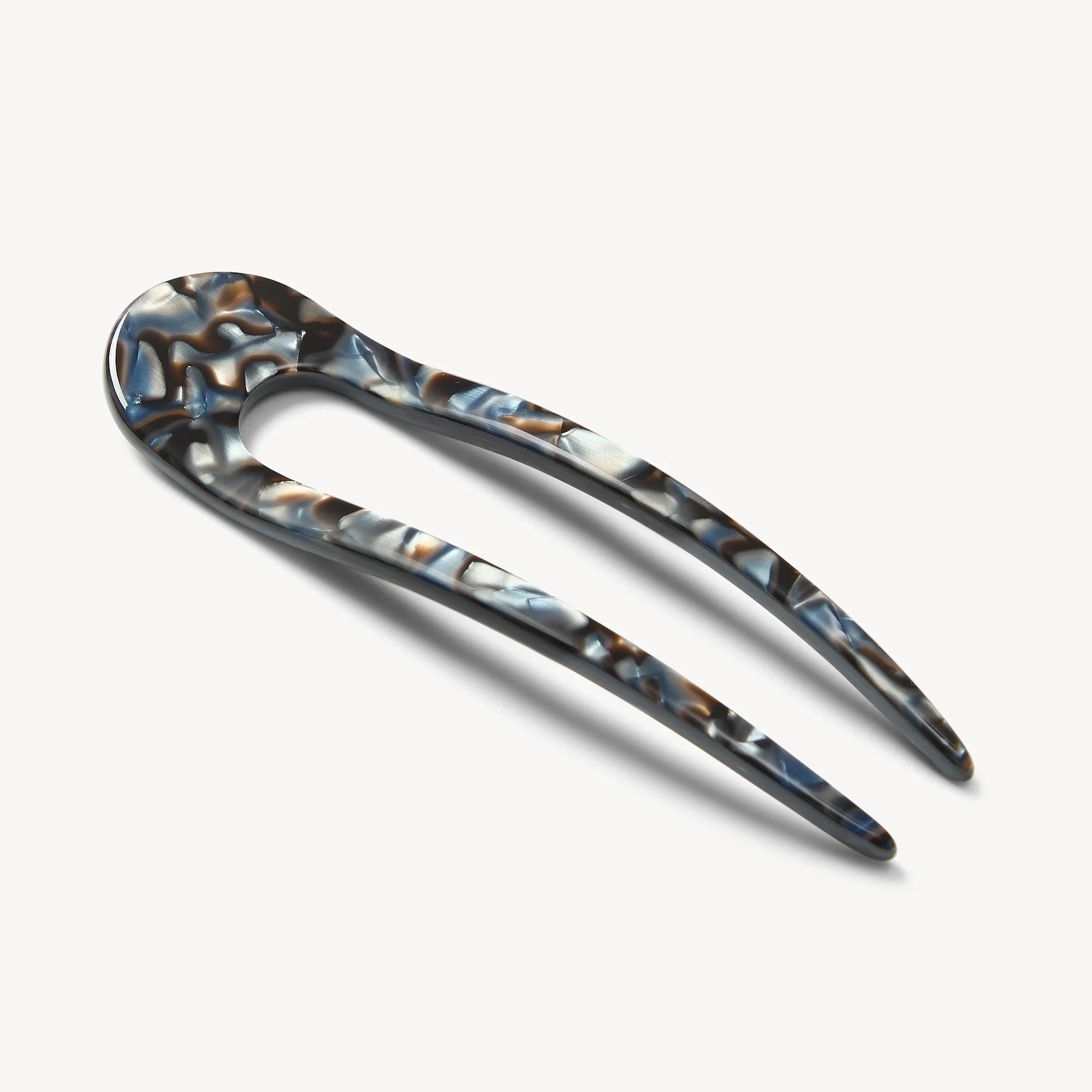 French Hair Pin, Blue Horn