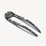 French Hair Pin, Blue Horn