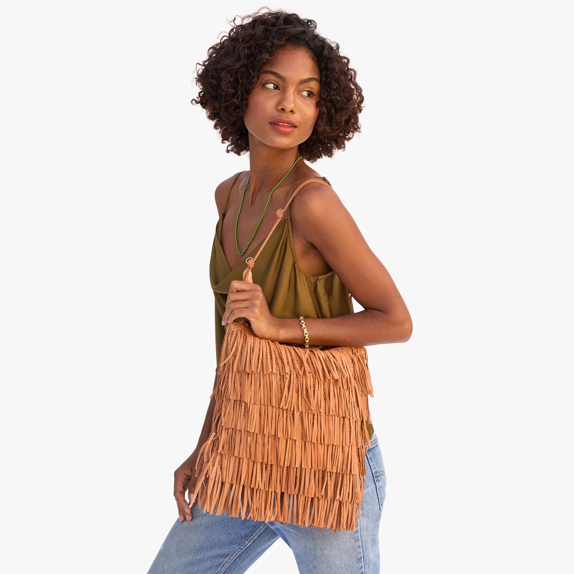 Shoulder Strap, Cuoio Knotted Leather with O Rings