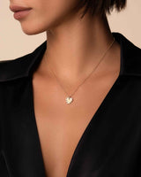 Suzanne Kalan | 18k Golden Mini Heart Diamond Dog Tag Necklace