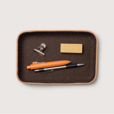 Kawabon Leather/Merino Wool Small Tray, Cocoa