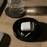 Kobon Round Leather Tray, Black