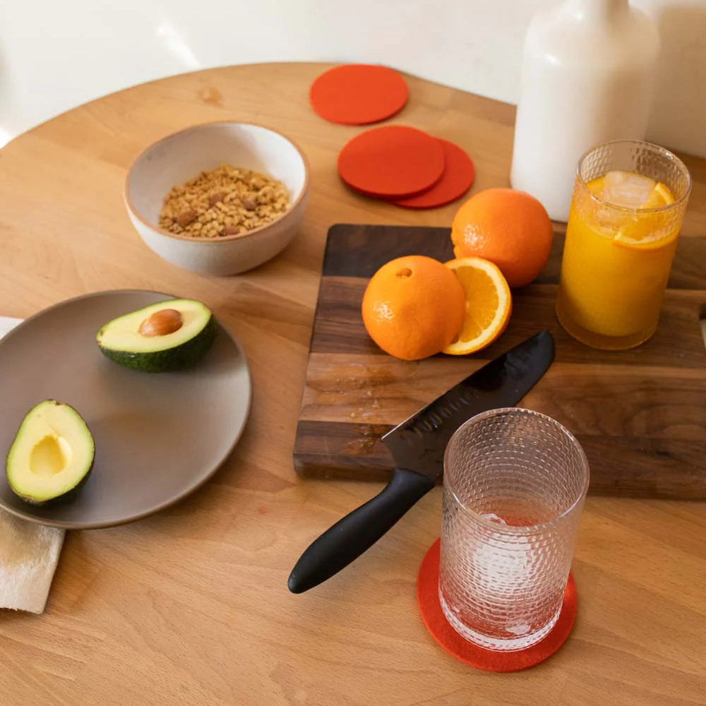 Round Coasters 4 Pack, Orange