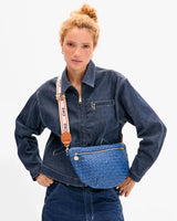 Adjustable Crossbody Strap, Cream and Navy Ciao with Double Poppy Stripe