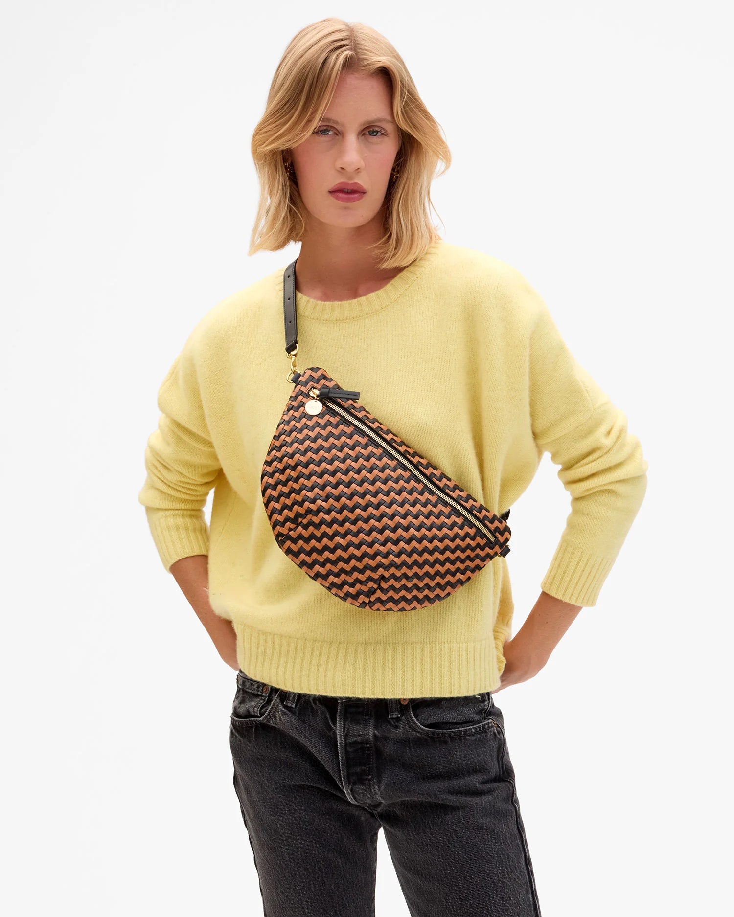 Grande Fanny, Woven Zig-Zag, Black/Natural