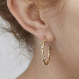 Large Champagne Diamond Encrusted Hoop Earrings