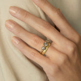 Queen Brown Diamond Three-Stone Hexagon Ring