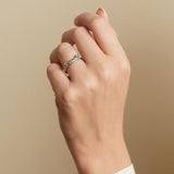 Half Round Band with Diamonds and Granules