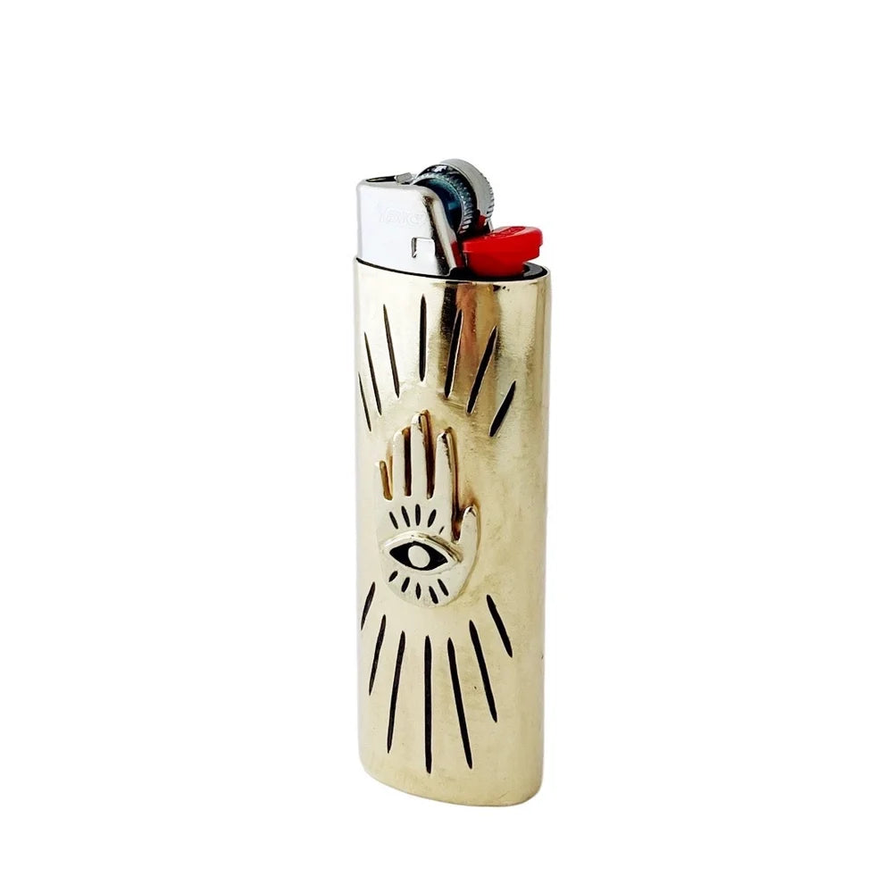 Therese Kuempel | Handmade Brass and Gemstone Lighter Case, Hand Eye