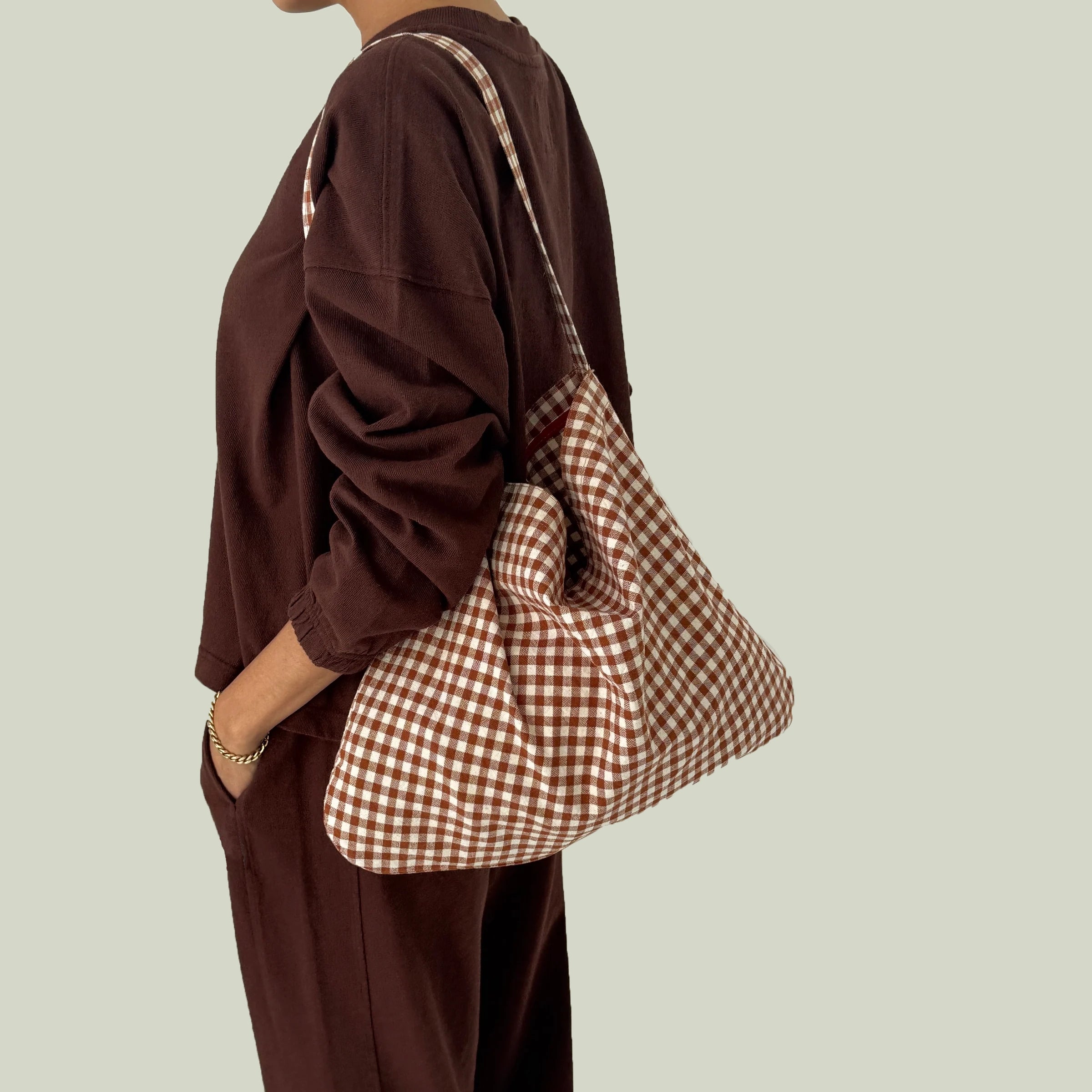 Happy Carry Bag, Cinnamon Gingham