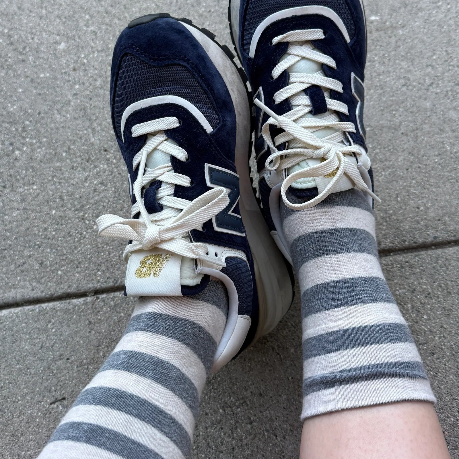 Wide Wally Socks, Grey Stripe