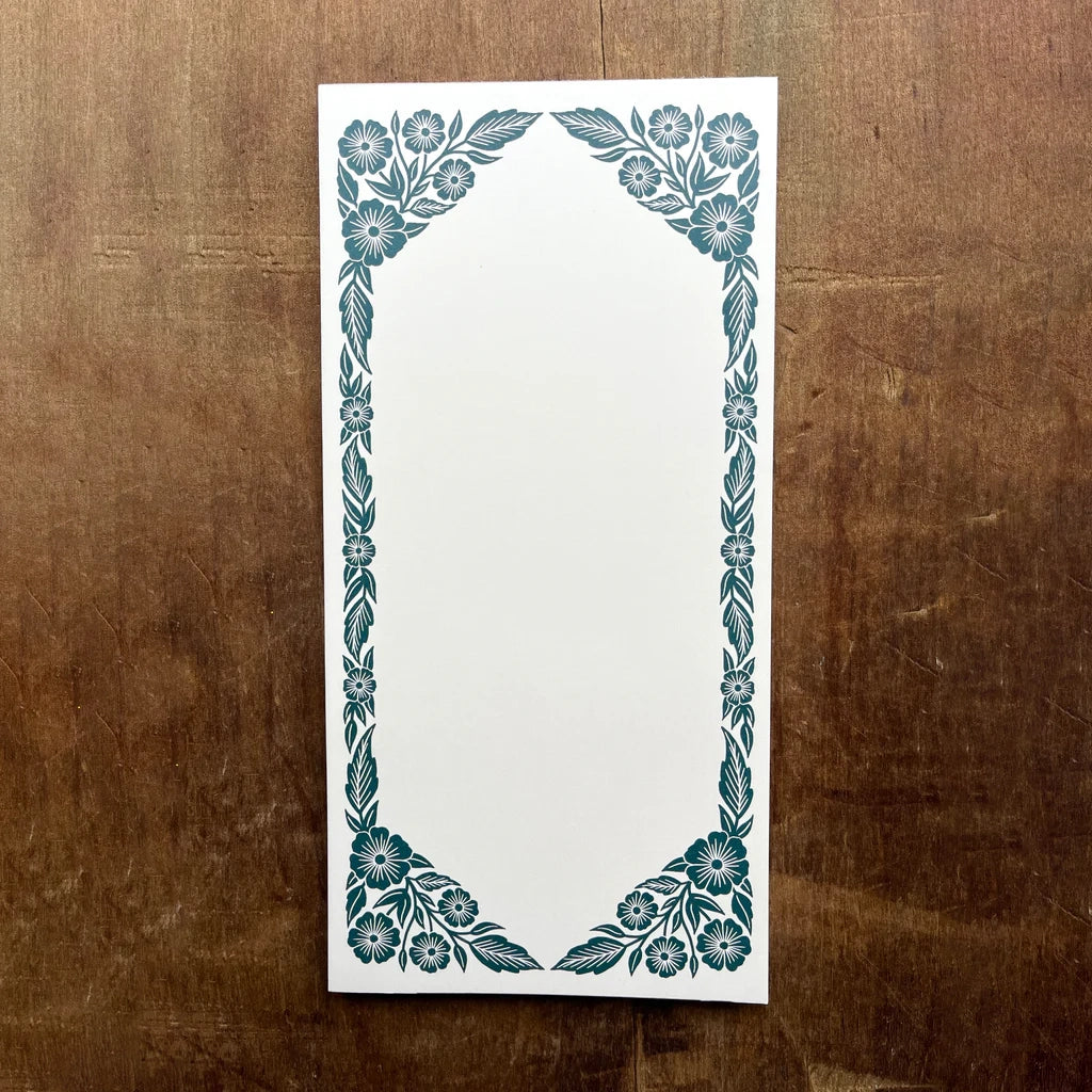 Teal Flower Border Market Pad