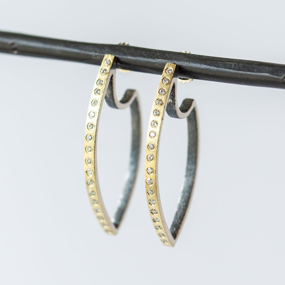 Celine Marquise White Diamond Hoop Earrings, Medium