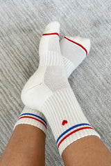 Embroidered Boyfriend Socks, Milk + Heart
